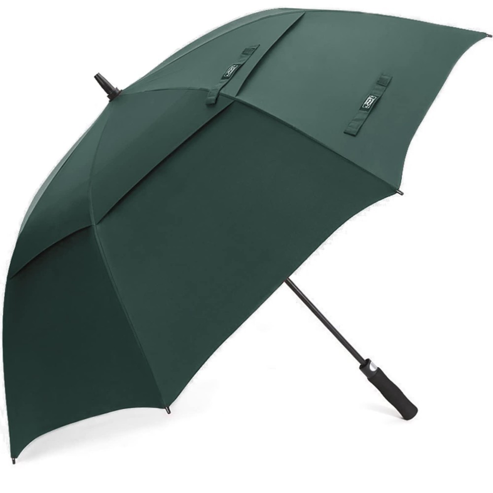 G4Free 62 Inch Automatic Open Golf Umbrella Extra Large Oversize Double Canopy Vented Windproof Waterproof Stick Umbrellas(Dark Green)