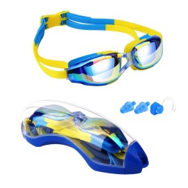 Hurdilen Kids Swim Goggles, Swim Goggles for kids Swimming Goggles with Anti-Fog UV Protection No Leaking Coated Lens with Nose Clip, Earplugs,Case for Boys Girls Youth Kids