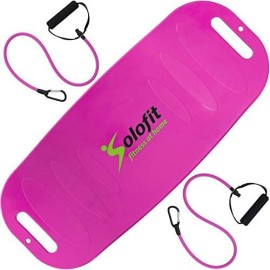 Solofit Balance Board With Resistance Bands - Fitness Board For Adults - The Abs Legs Core Workout Balancing Board - Ideal For Core Workout, Dancers, Ankle Workouts, Balancing Exercises,
