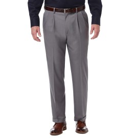 Haggar Mens Premium Comfort Classic Fit Pleat Front Pant Reg And Big Tall Sizes, Medium Grey, 38W X 31L
