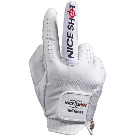 Nice Shot The Bird Golf Glove White Cabretta Leather Mens Left Hand - Cadet Xlarge