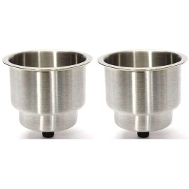 Marinebaby 2Pcs Stainless Steel Cup Drink Holder With Drain Marine Boat Rv Camper Boat Cup Holder