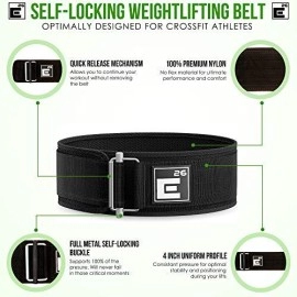 Self-Locking Weight Lifting Belt - Premium Weightlifting Belt For Serious Functional Fitness, Power Lifting, And Olympic Lifting Athletes - Training Belts For Men And Women (Medium, Black)