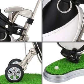HKOO Golf Gift Golf Pens Holder, Golf Bag Holder with 3 Pieces Aluminum Pen Golf Bag Pencil Holder for Men (White and Black)