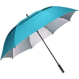 G4Free 68 Inch Oversize Windproof Automatic Open Golf Umbrella Double Canopy Vented Waterproof Large Uv Sun Protection Stick Umbrellas (Sky Blue)