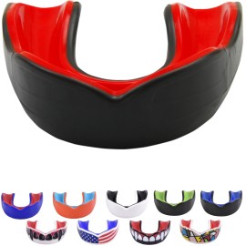 Oral Mart Blackred Adult Mouth Guard - Adult Sports Mouth Guard For Karate, Boxing, Sparring, Football, Field Hockey, Bjj, Muay Thai,Soccer, Rugby, Martial Arts