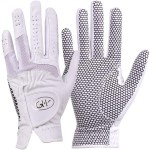 Gh Womens Leather Golf Gloves One Pair - Plain Both Hands (White, 19 (S))