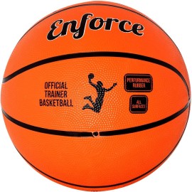 Optimum Enforce Basketball - Quality Korean Rubber Balanced Weight - Great Flight And Accuracy - Suitable For Kids, Great For Hours Of Basketball Game - Orange, Size 7