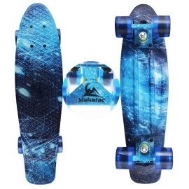 Skateboards Complete Mini Cruiser Retro Skateboard for Kids Boys Youths Beginners 22 Inch(The Starry Sky)