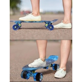 Skateboards Complete Mini Cruiser Retro Skateboard for Kids Boys Youths Beginners 22 Inch(The Starry Sky)