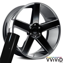 Vvivid Auto Rim Air-Release Adhesive Vinyl Wrap 24 Inch X 30 Inch 4 Sheet Pack (Gloss Black)