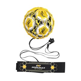 Podiumax Hands-Free Soccer Kick/Throw Trainer, New Ball Locked Net Design, Adjustable Waist Belt & Cord Suit For All Levels (Fits Ball Size 3, 4, 5)