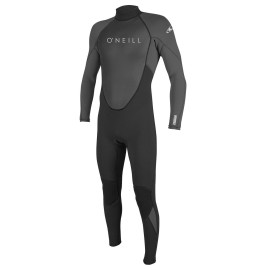 O'Neill Men's Reactor-2 3/2mm Back Zip Full Wetsuit, Black/Graphite, L