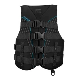 Oneill Womens Superlite Uscg Life Vest,Blackblackblack:Turquoise,Xl