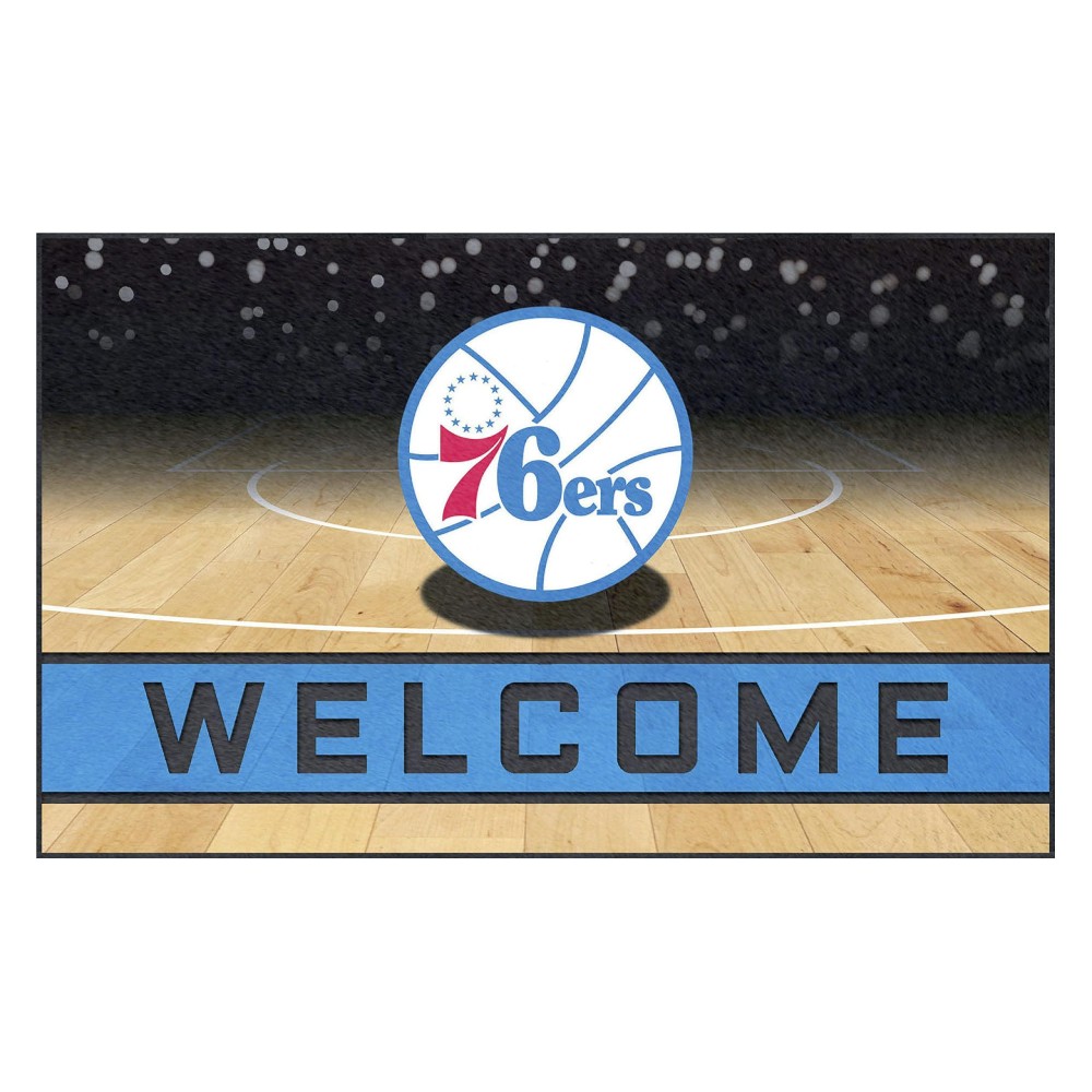 FANMATS 21962 Philadelphia 76ers Crumb Rubber Outdoor Door Mat - 18in. x 30in.