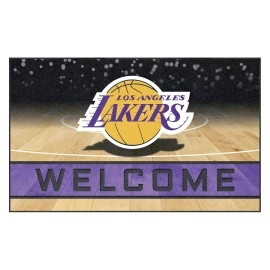 FANMATS 21953 Los Angeles Lakers Crumb Rubber Outdoor Door Mat - 18in. x 30in.