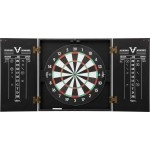 Viper Hideaway Cabinet & Steel-Tip Dartboard Ready-to-Play Bundle, Reversible Standard and Baseball Game Options with Two Sets of Steel-Tip Darts and Chalk Scoreboards, Black Matte Finish