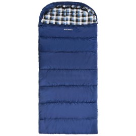 Redcamp Cotton Flannel Sleeping Bag For Adults, Xl 32/41/50F Comfortable, Envelope With Compression Sack Navy Blue 4Lbs Filling (91