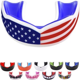 Oral Mart Usa Flag Mouth Guard For Adults - American Flag Sports Mouth Guard For Karate, Boxing, Sparring, Football, Field Hockey, Bjj, Muay Thai,Soccer, Rugby, Martial Arts