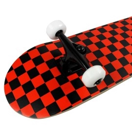 Krown Rookie Checker Skateboard, Black/Red, 7.75