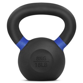 Yes4All Powder Coated Cast Iron Competition Kettlebell With Wide Handles & Flat Bottoms - 8 Kg / 18 Lb