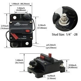 YOUNG MARINE Circuit Breaker Trolling with Manual Reset,Water Proof,12V- 48V DC (Surface Mount-100A)