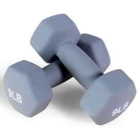 Balancefrom Colored Vinyl Coated Cast Iron Dumbbells, 9 Pound Pair