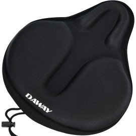 DAWAY Comfortable Exercise Bike Seat Cover C6 Large Wide Foam & Gel Padded Bicycle Saddle Cushion for Women Men Everyone, Fits for Peloton, Stationary, Cruiser Bikes, Indoor Cycling, Soft