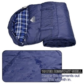 Sleeping Bag XL for Adults, Cotton Flannel Sleeping Bags Great for 4 Season Camping, Waterproof, Comfort with Compression Sack Traveling, Hiking, & Outdoor Activities