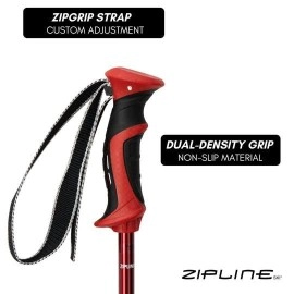 Ski Poles Graphite Carbon Composite - Zipline Lollipop U.S. Ski Team Official Supplier (Cherry Red, 48