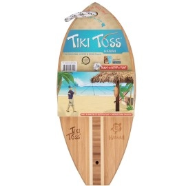 Tiki Toss Hook and Ring Toss Game for Adults & Kids - Surfboard Edition - Short Board with String and Hooks to Play Indoor and Outdoor Games