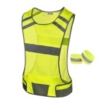 247 Viz Reflective Running Vest Safety Gear - High Visibility Vest For Women & Men, Stay Visible & Safe, Light/Comfy Running & Cycling Vest, Large Pocket, Adjustable & 2 Reflect Bands (Yellow, Child)