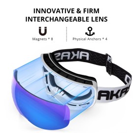 Akaso Otg Ski Goggles, Snowboard Goggles, Mag-Pro Magnetic Interchangeable Lenses, Snow Goggles For Men & Women