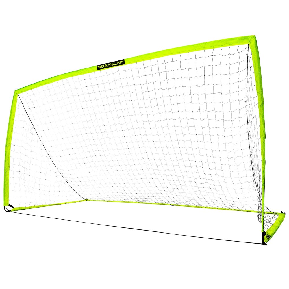 Franklin Sports Blackhawk Backyard Soccer Goal - Portable Kids Soccer Net - Pop Up Folding Indoor + Outdoor Goals - 12' X 6' - Optic Yellow