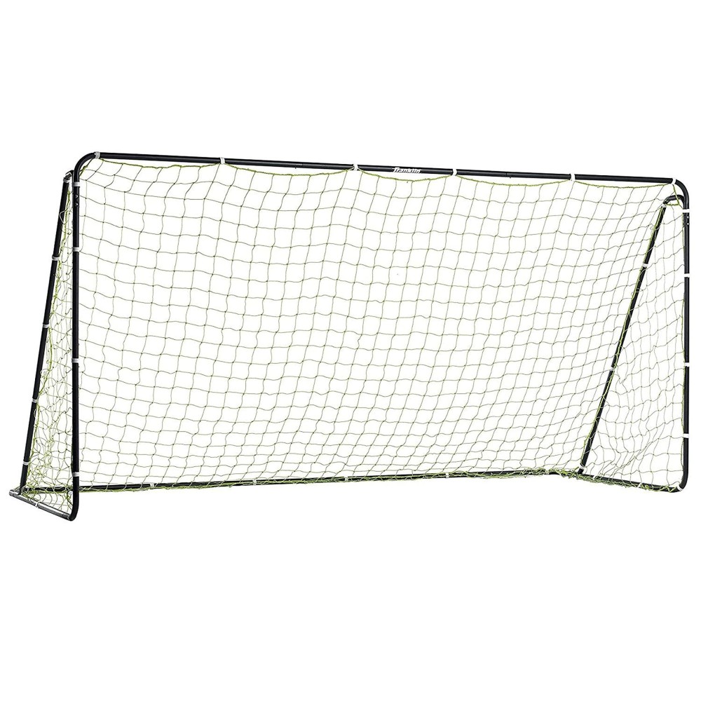 Franklin Sports Competition Soccer Goal - Steel Backyard Soccer Goal With Net - Includes 6 Ground Stakes - 12' X 6' Youth Soccer Goal - Black