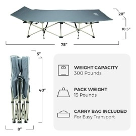 OSAGE RIVER Folding Camping Cot with Carry Bag, Gray