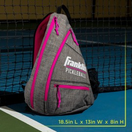 Franklin Sports Pickleball Bag - Men's and Women's Pickleball Backpack - Adjustable Sling Bag - Official Bag of U.S Open Pickleball Championships - Gray/Pink