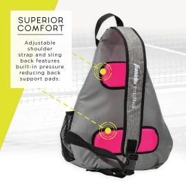 Franklin Sports Pickleball Bag - Men's and Women's Pickleball Backpack - Adjustable Sling Bag - Official Bag of U.S Open Pickleball Championships - Gray/Pink