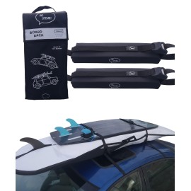 Ho Stevie Surfboard Car Roof Rack Padded System (Holds Up To 3 Boards) With Silicone Buckle Covers