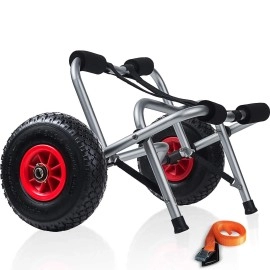 Kayak Cart Dolly Wheels Trolley - Kayaking Accessories Best for Beach Tires Transport Canoe Fishing Jon Boat Carrier Caddy Scupper Carts Trolly Roller Sit on Top Kayaks Wagon Wheel Hauler Tote Rollers