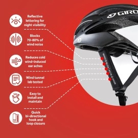 Wind-Blox Pro XL (Extra Long) Helmet Attachment, Wind Noise Blocker Helmet Accessory, Noise Reduction Biking and Cycling Gear, Noise Block Helmet Add-On with Adjustable Straps