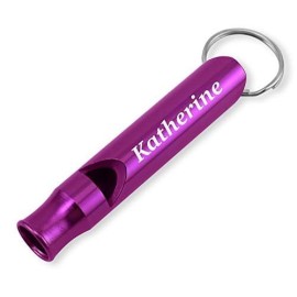 Dimension 9 Laser Engraved Anodized Katherine Metal Safety/Survival Whistle With Key Chain