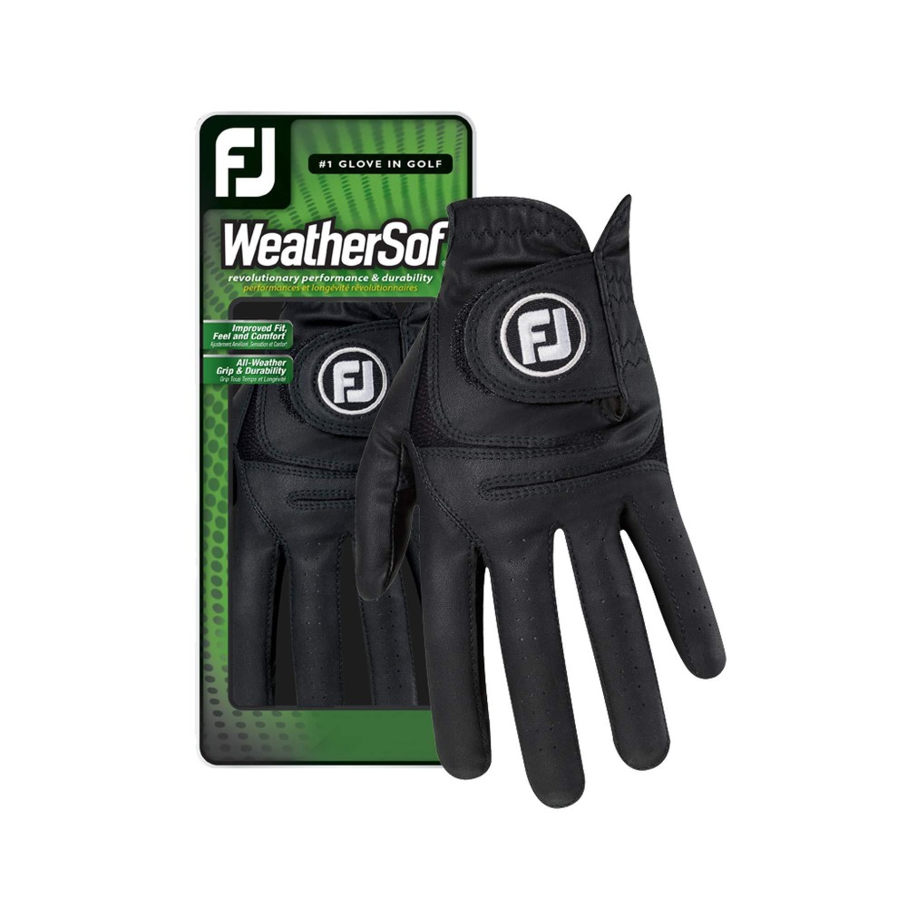 Footjoy Men'S Weathersof Golf Glove Black Large, Worn On Left Hand