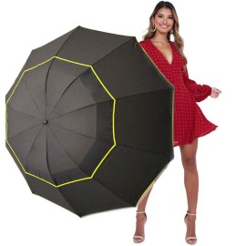 Kalolary 62 Inch Extra Oversize Large Compact Golf Umbrella,Double Canopy Vented Windproof Waterproof Stick Umbrellas For Women Men