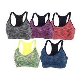 Yeyele Women 5 Pack Adjustable Straps And Removable Pads Tank Top Seamless Racerback Sports Bra
