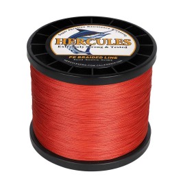 Hercules Super Strong 300M 328 Yards Braided Fishing Line 80 Lb Test For Saltwater Freshwater Pe Braid Fish Lines 4 Strands - Red, 80Lb (36.3Kg), 0.48Mm