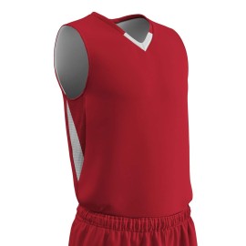 CHAMPRO Pivot Polyester Reversible Basketball Jersey, Adult X-Large, Scarlet, White