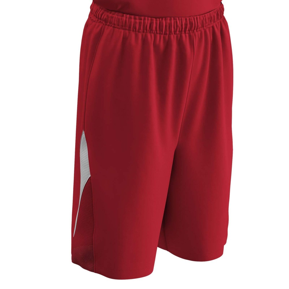 CHAMPRO Pivot Reversible Polyester Basketball Short, Adult X-Large, Scarlet, White