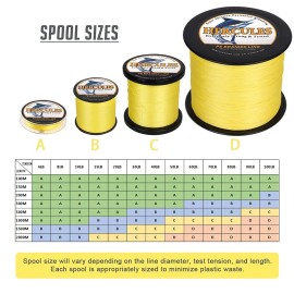 Hercules Super Strong 500M 547 Yards Braided Fishing Line 20 Lb Test For Saltwater Freshwater Pe Braid Fish Lines 4 Strands - Yellow, 20Lb (9.1Kg), 0.20Mm