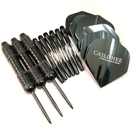 Caslonee Professional Exquisite 22 Grams Steel Tip Darts Set With Hard Case, Aluminum Shafts And Black Coated Metal Barrels And Pet Flights